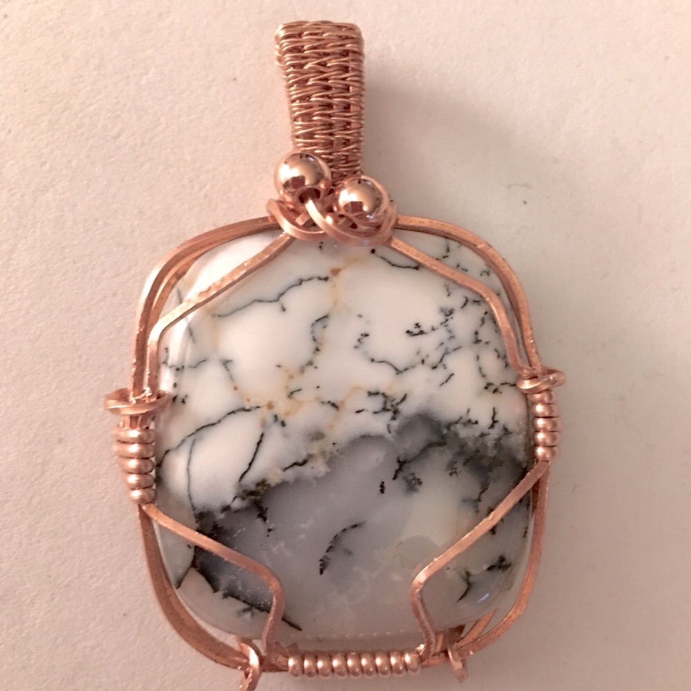 Dendrite Opal in Copper OOAK Pendant artesian wire wrapped